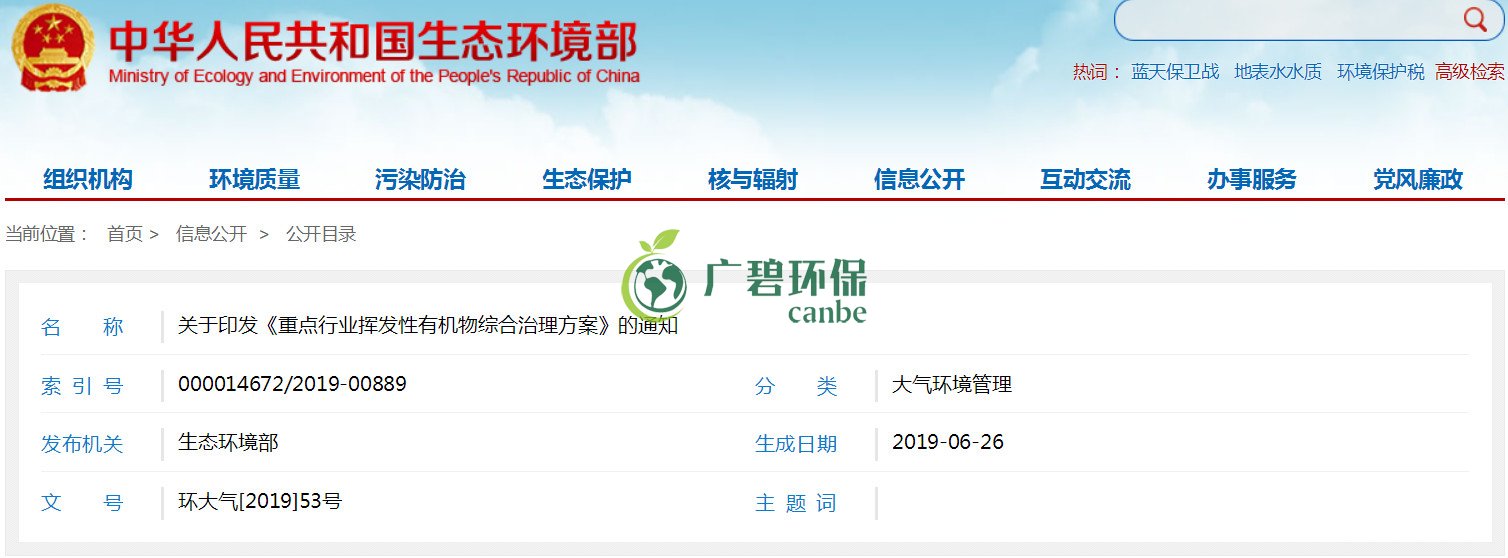 生態（tài）環境部印發《重點行業揮發性有機物綜合治（zhì）理方案》(圖1)